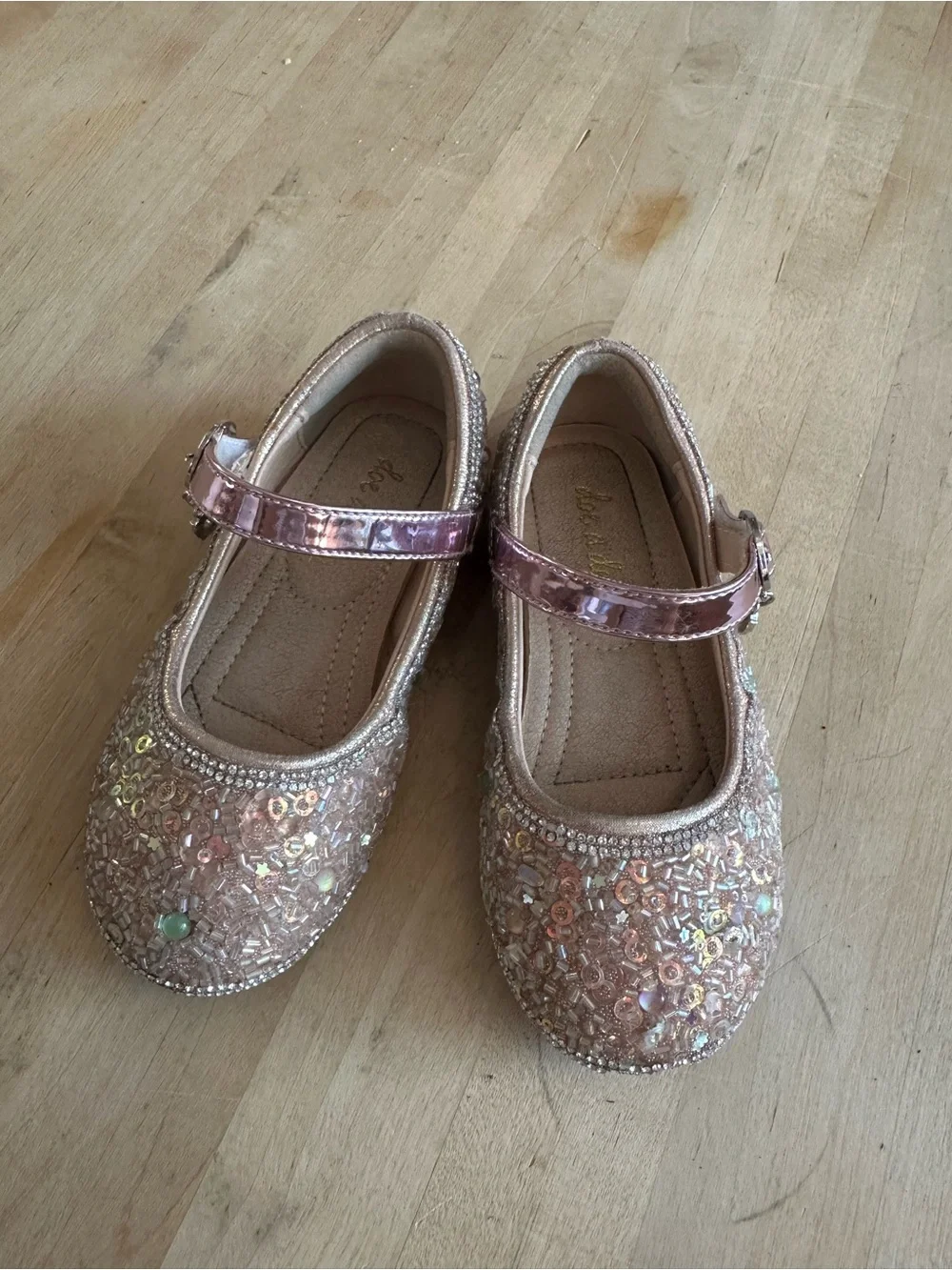 Girls Sparkle Sequin Mary Jane Shoes in Rose Gold size 26